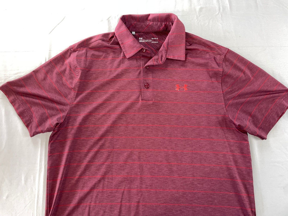 Under Armour Heat Gear Loose Polo Golf Shirt. Heather Burgundy, Size L. EUC!